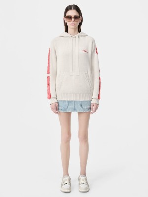 Amiri Bones Hoodie Strickwaren Damen Alabaster | 82746QUZC