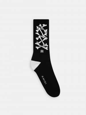 Amiri Bones Stacked Socks Socken Herren Schwarz Weiß | 09862IJBK