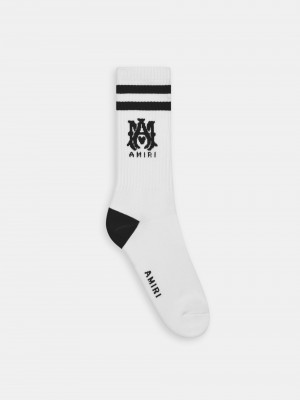 Amiri Ma Core Logo Socks Socken Herren Weiß Schwarz | 74081VMKE