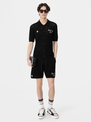 Amiri Surf Club Crotchet Polo Strickwaren Herren Schwarz | 85613EMUY