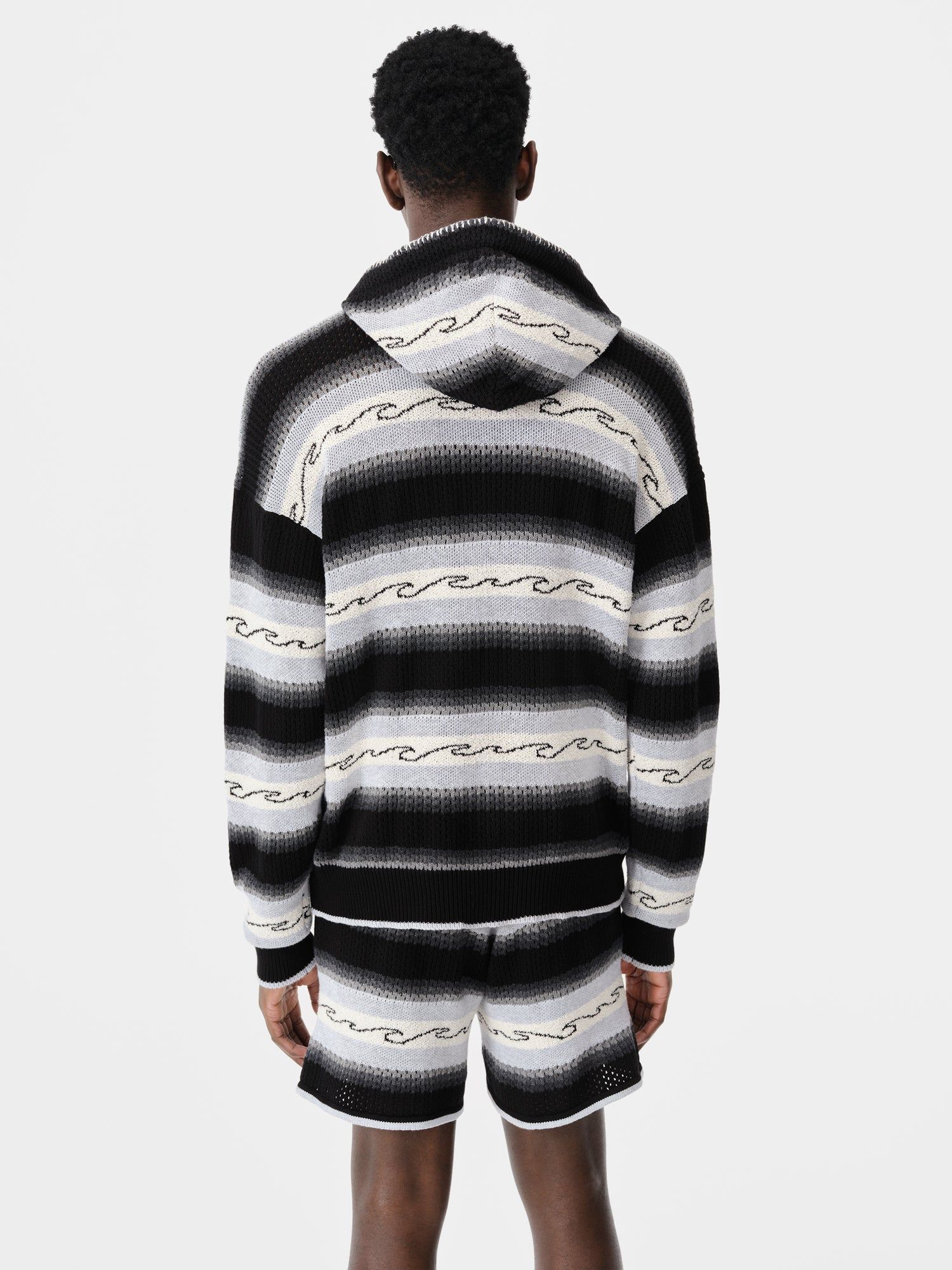 Amiri Amri Wave Baja Stripe Hoodie Strickwaren Herren Schwarz | 50493FJNV