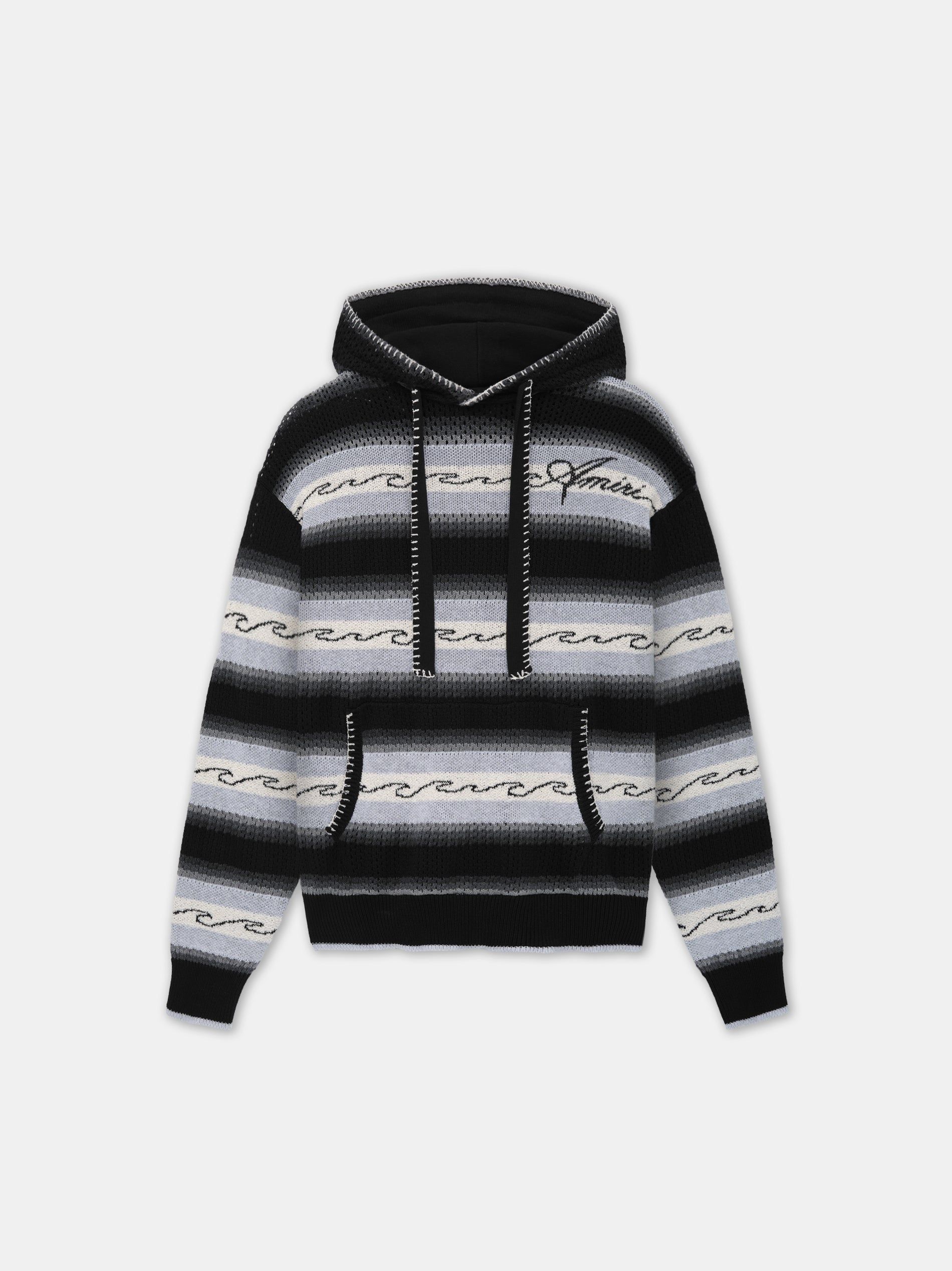 Amiri Amri Wave Baja Stripe Hoodie Strickwaren Herren Schwarz | 50493FJNV