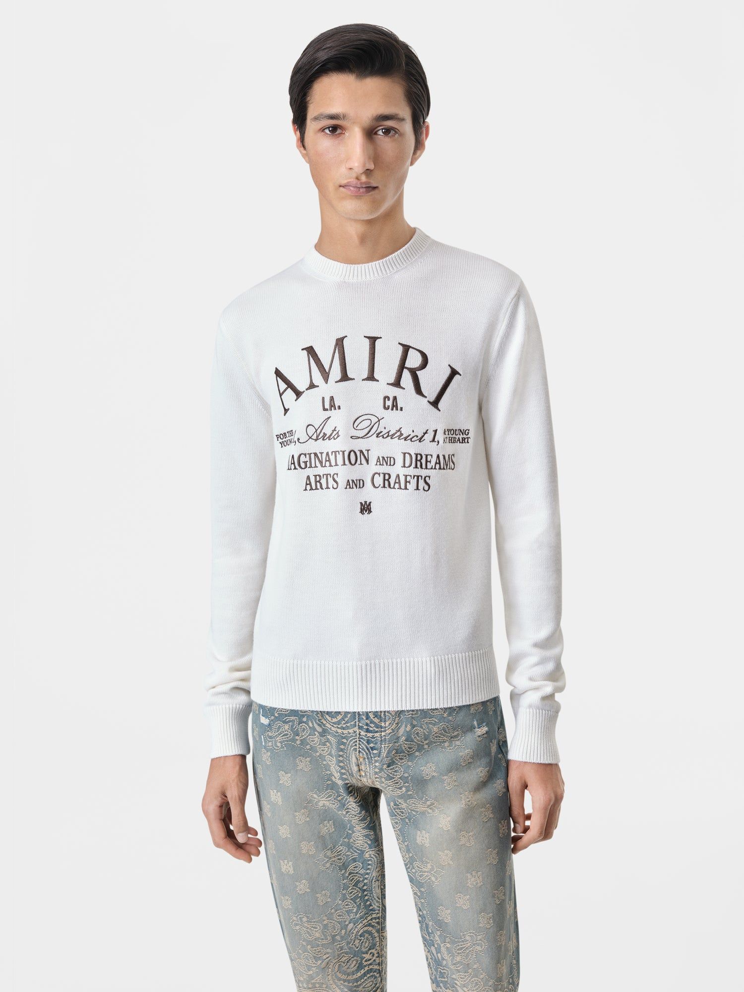 Amiri Arts District Crewneck Strickwaren Herren Alabaster | 04283JLNU