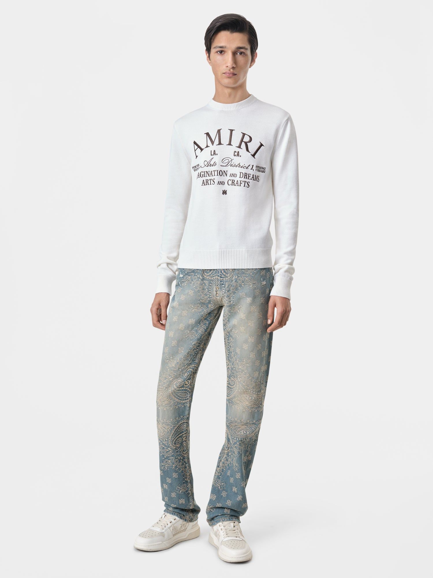 Amiri Arts District Crewneck Strickwaren Herren Alabaster | 04283JLNU