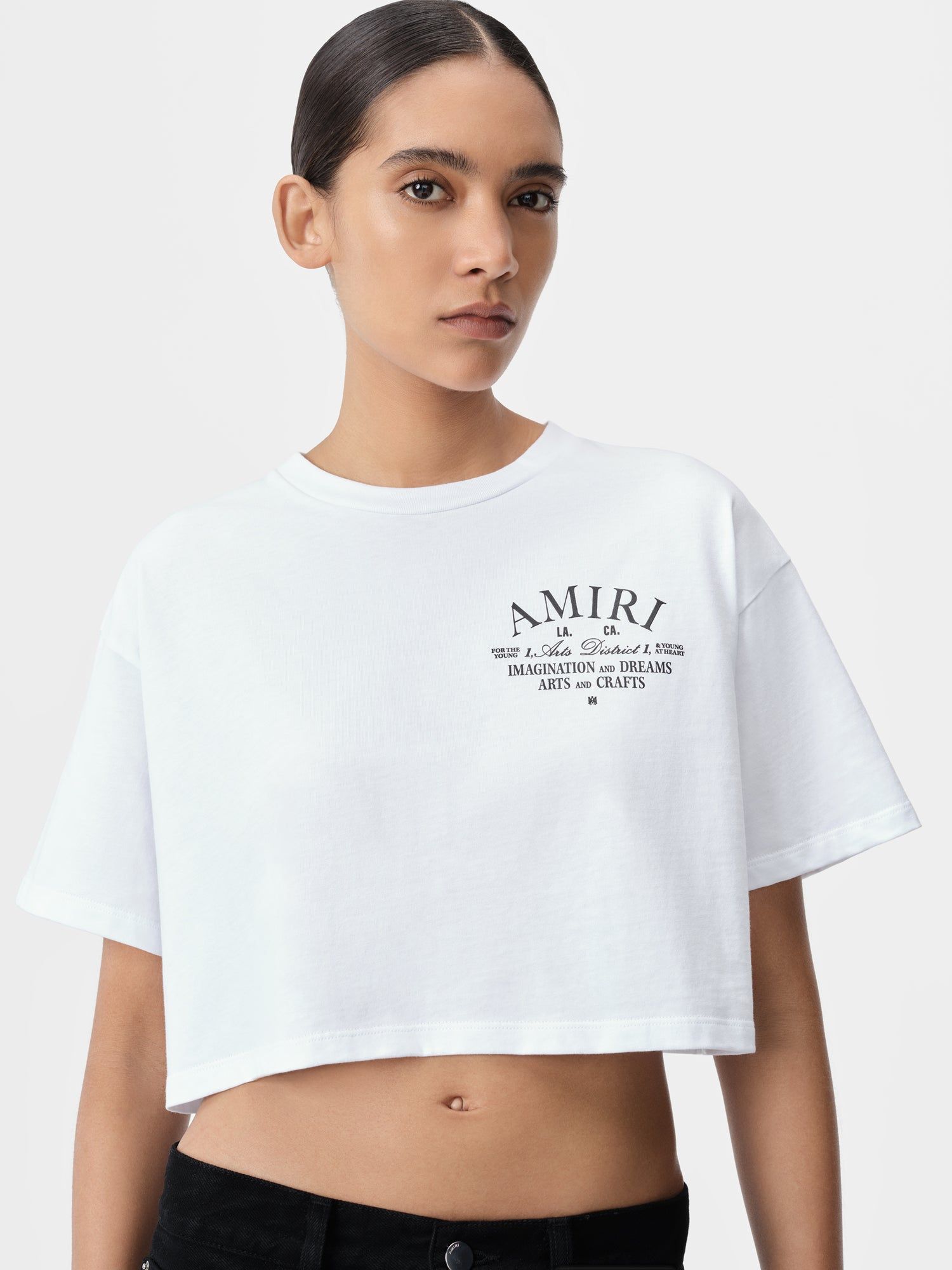 Amiri Arts District Cropped Tee T-shirts Damen Weiß | 02164AHDP