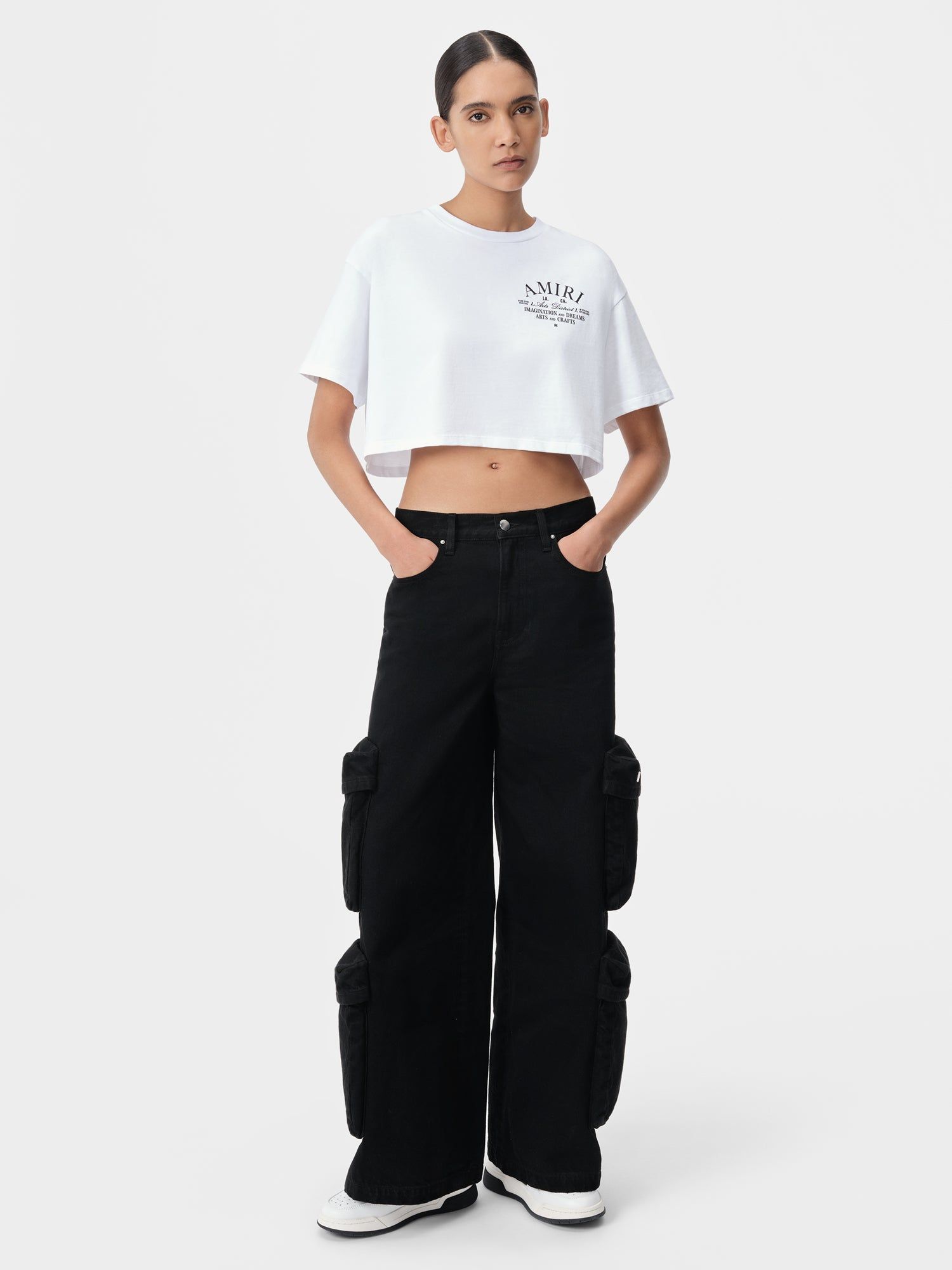 Amiri Arts District Cropped Tee T-shirts Damen Weiß | 02164AHDP