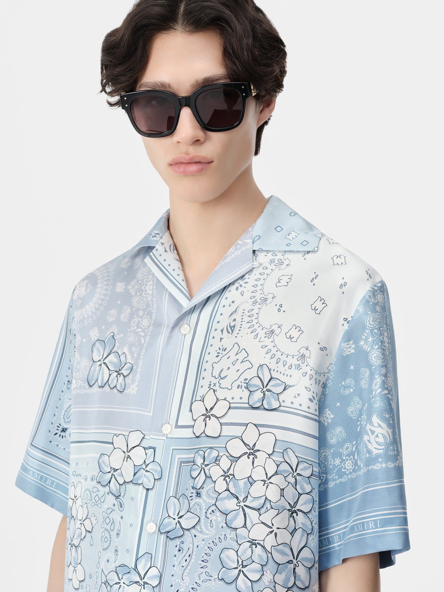 Amiri Bandana Floral Bowling Shirt Hemd Herren Cerulean | 57314WDPB