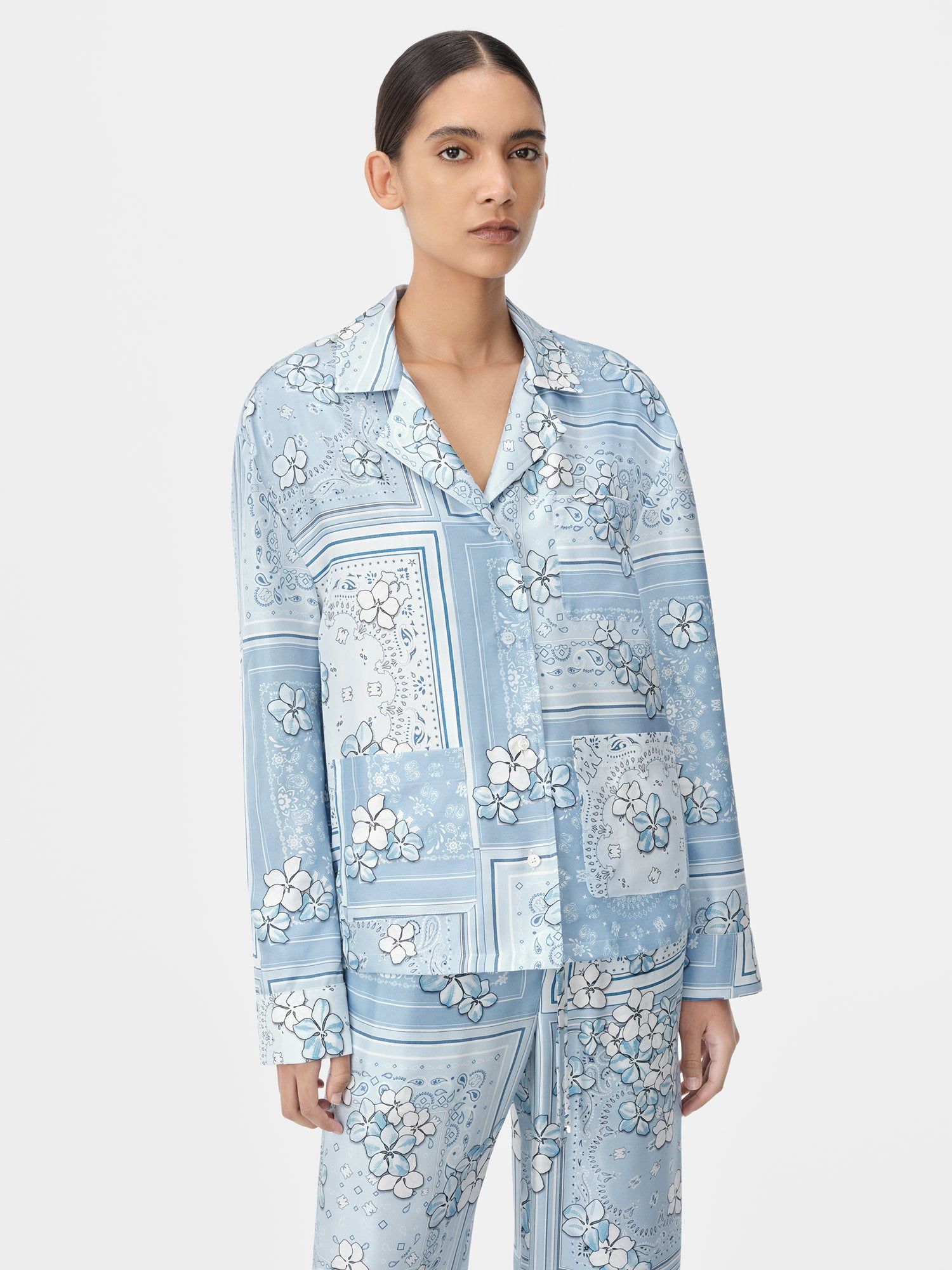 Amiri Bandana Floral Pj Shirt Hemd Damen Cerulean | 90567RNGH