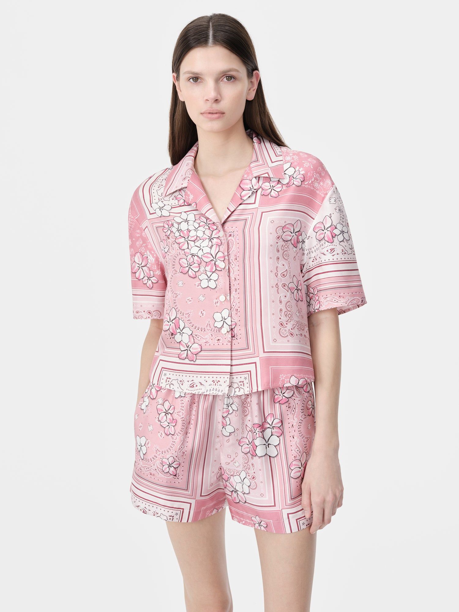 Amiri Bandana Floral Shirt Hemd Damen Rosa | 89723WPRA