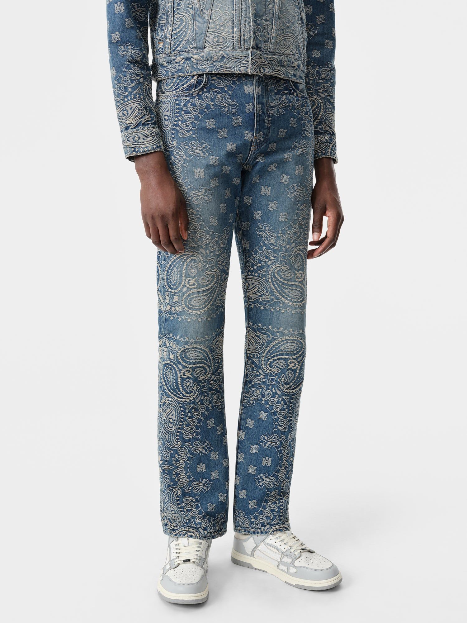 Amiri Bandana Jacquard Straight Jean Denim Herren Dunkelindigo | 46207ULTF