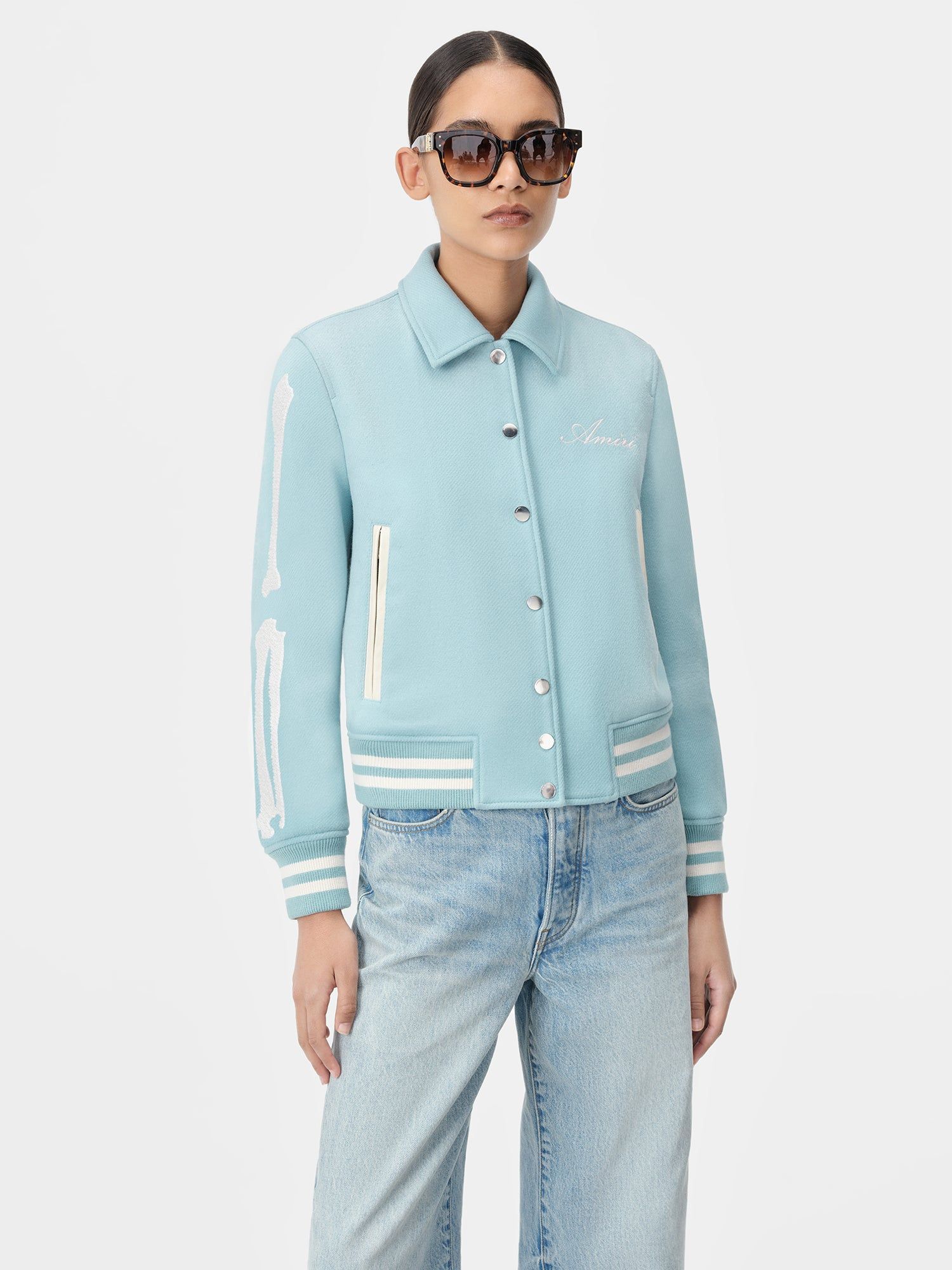 Amiri Bones Jacket Oberbekleidung Damen Blau | 65014KLUR