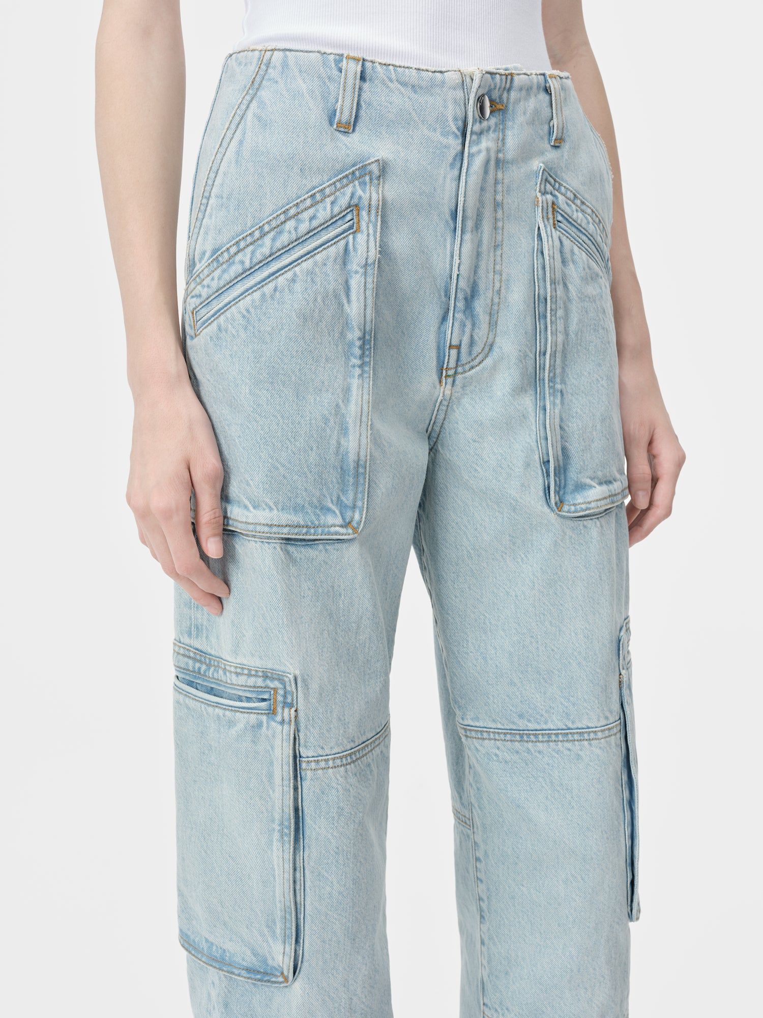 Amiri Cargo Loose Denim Damen Hellindigo | 69158KDSA