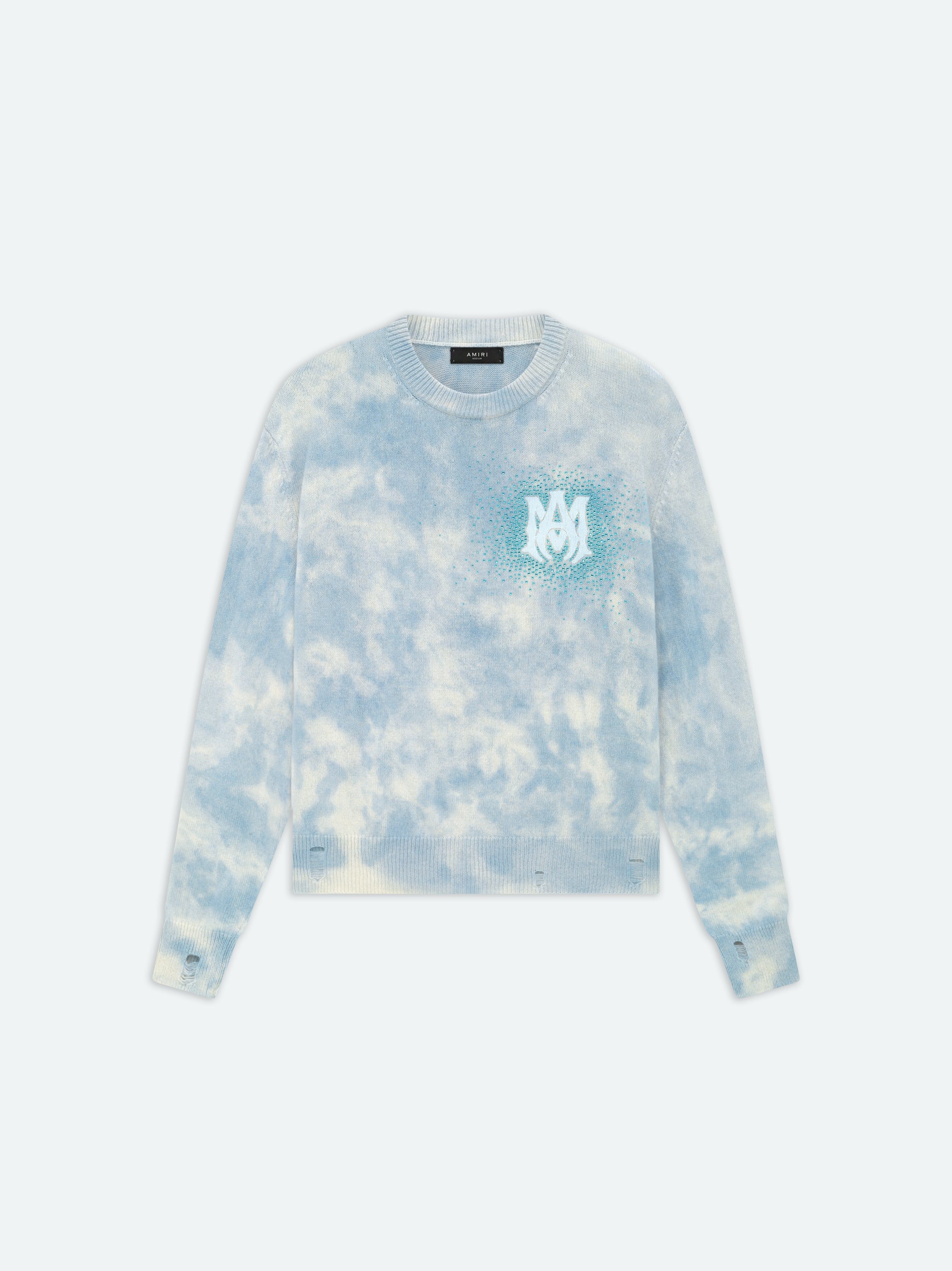 Amiri Crystal Crewneck- Ashley Blue Sweatshirts Herren Blau | 62590VNCU