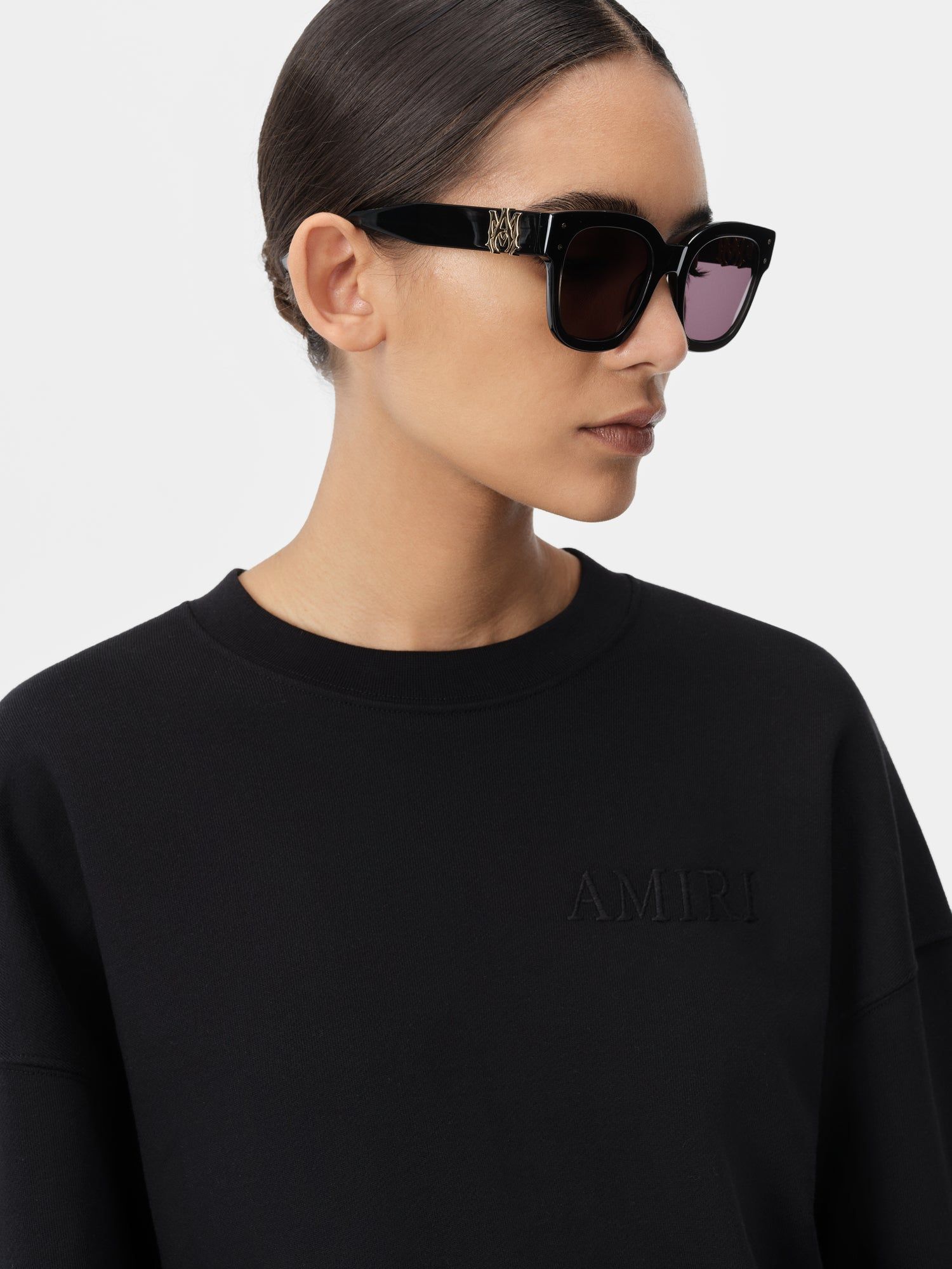 Amiri Embroidered Crew T-shirts Damen Schwarz | 62738GPTJ