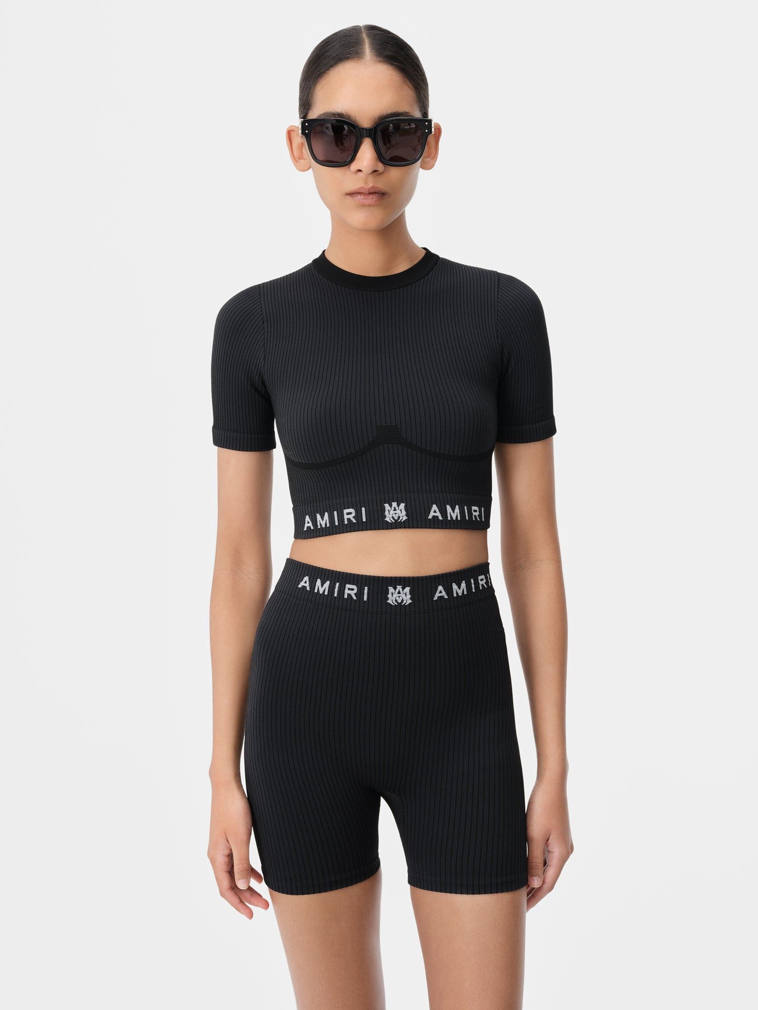 Amiri Ma Ribbed Seamless S/S Top Sportbekleidung Damen Schwarz | 18672KYOC