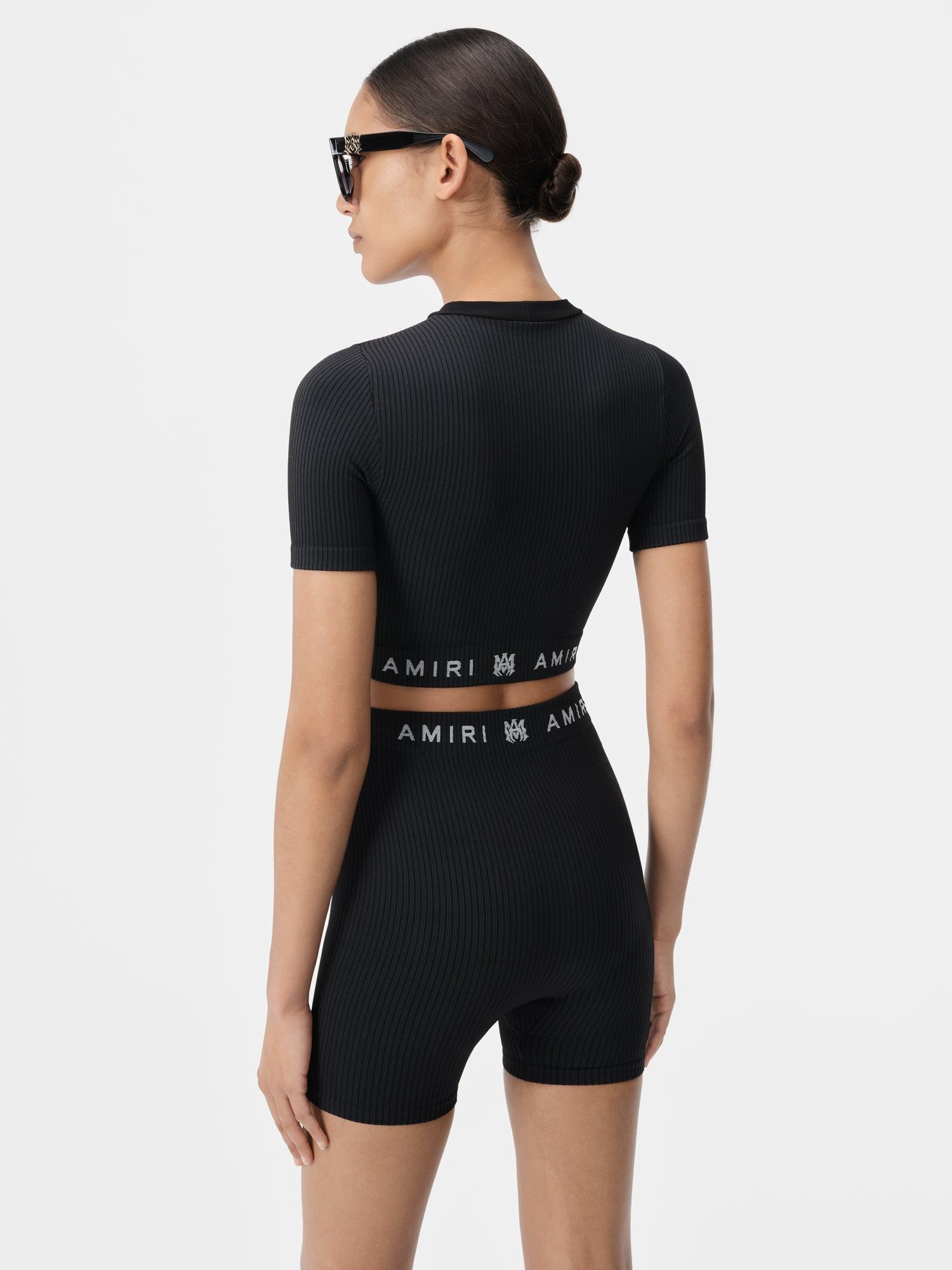 Amiri Ma Ribbed Seamless S/S Top Sportbekleidung Damen Schwarz | 18672KYOC