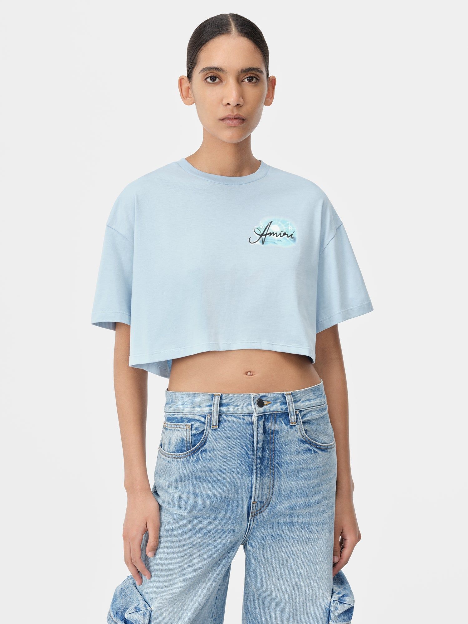 Amiri Paradise Airbrush Tee T-shirts Damen Cerulean | 21473URXV