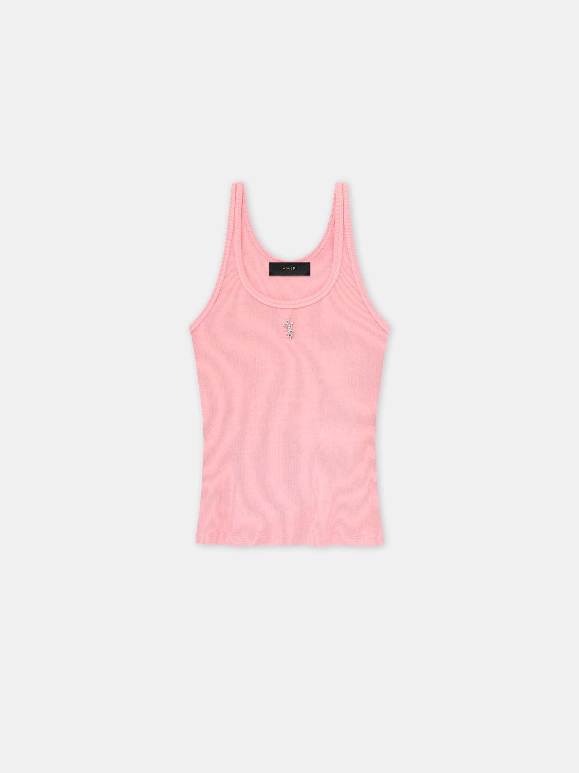 Amiri Stacked Ribbed Tank T-shirts Damen Rosa | 94801UDOS