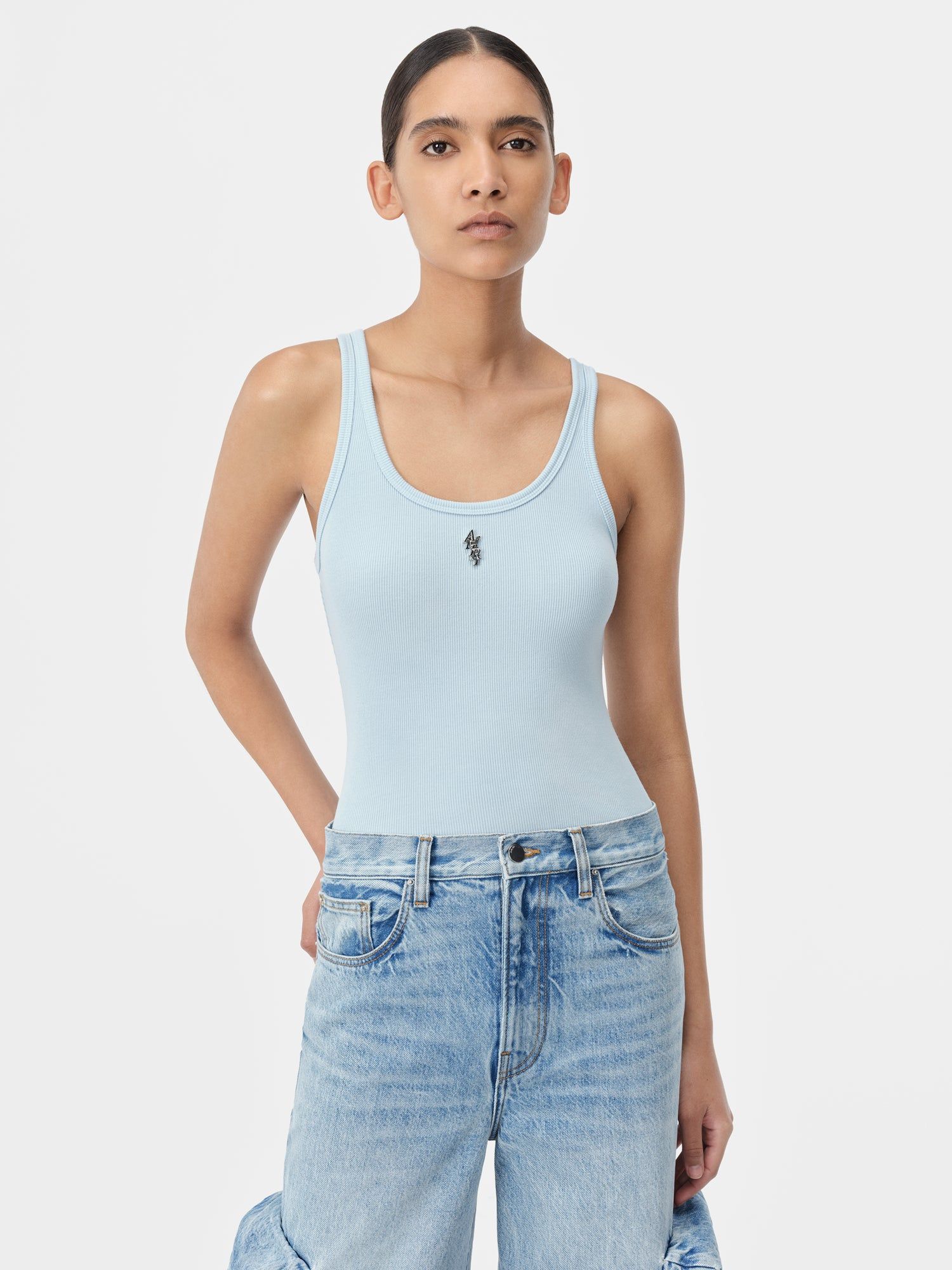 Amiri Stacked Ribbed Tank T-shirts Damen Cerulean | 34659FQMP