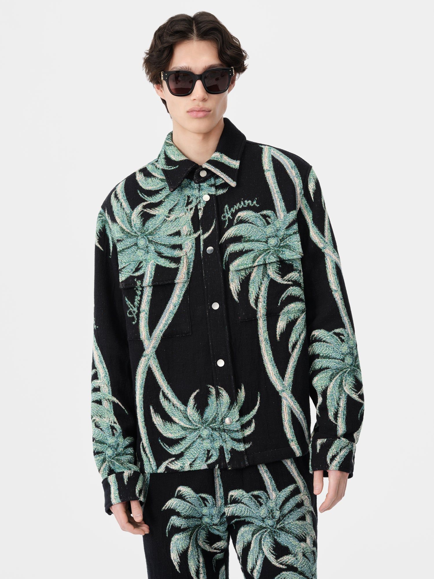 Amiri Twisted Palms Tapestry Overshirt Hemd Herren Schwarz | 87230LVDE