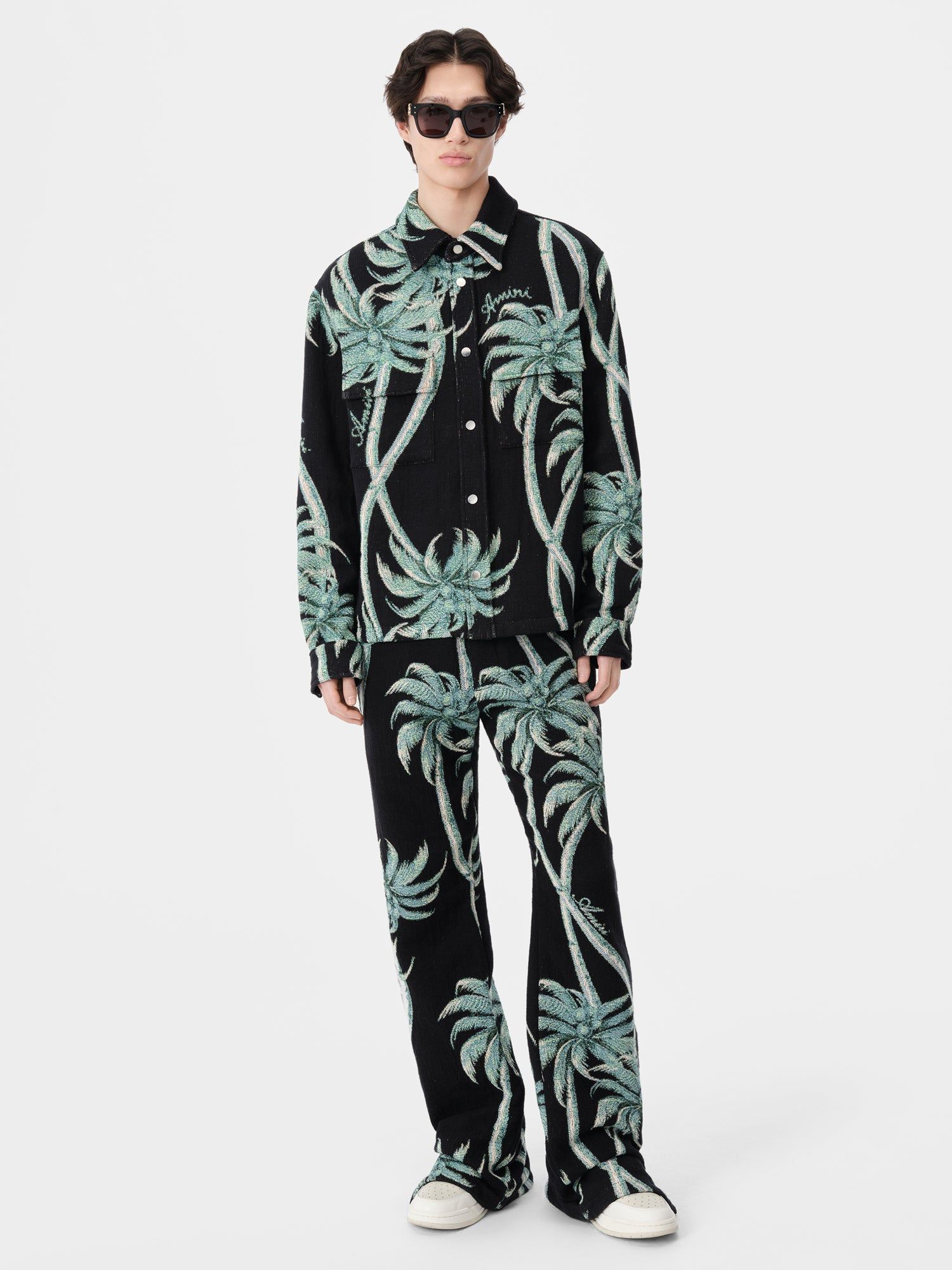 Amiri Twisted Palms Tapestry Overshirt Hemd Herren Schwarz | 87230LVDE