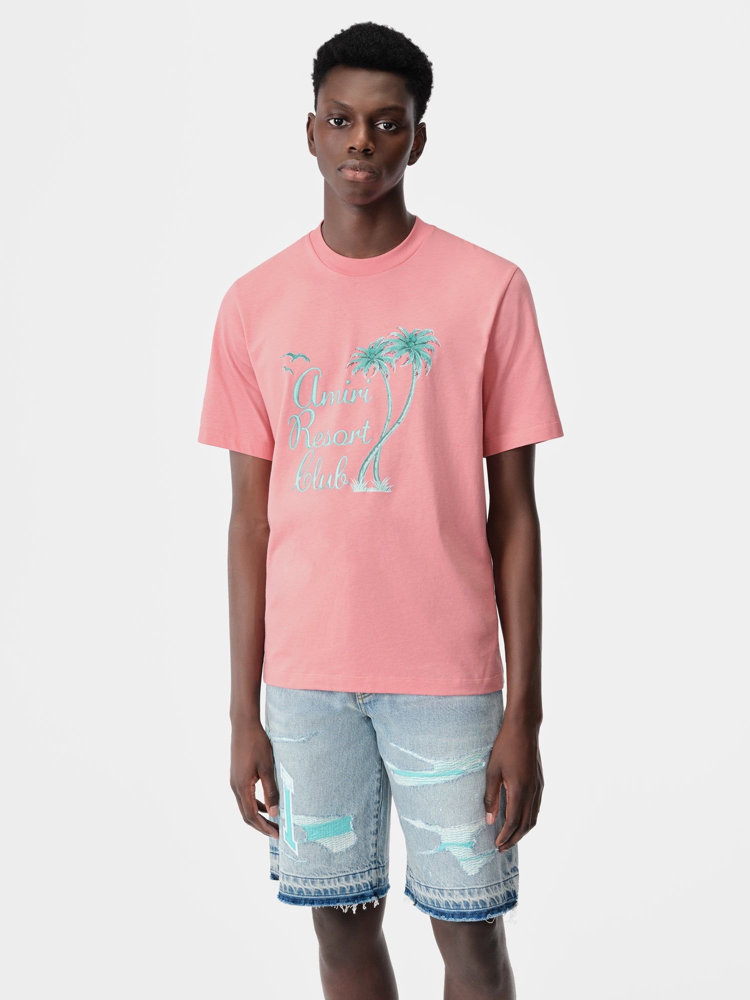 Amiri Twisted Palms Tee T-shirts Herren Rosa | 03827TJNZ