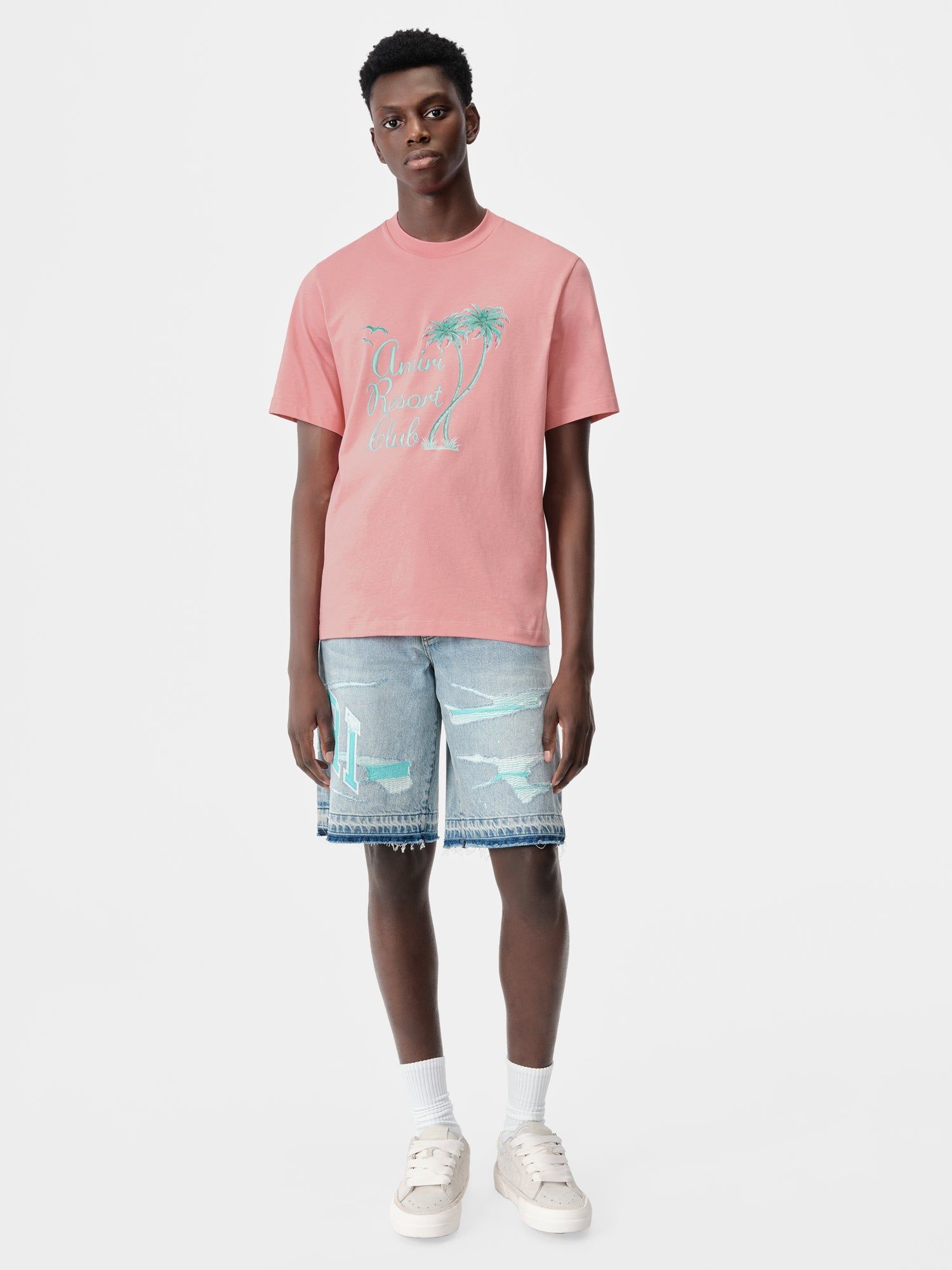 Amiri Twisted Palms Tee T-shirts Herren Rosa | 03827TJNZ